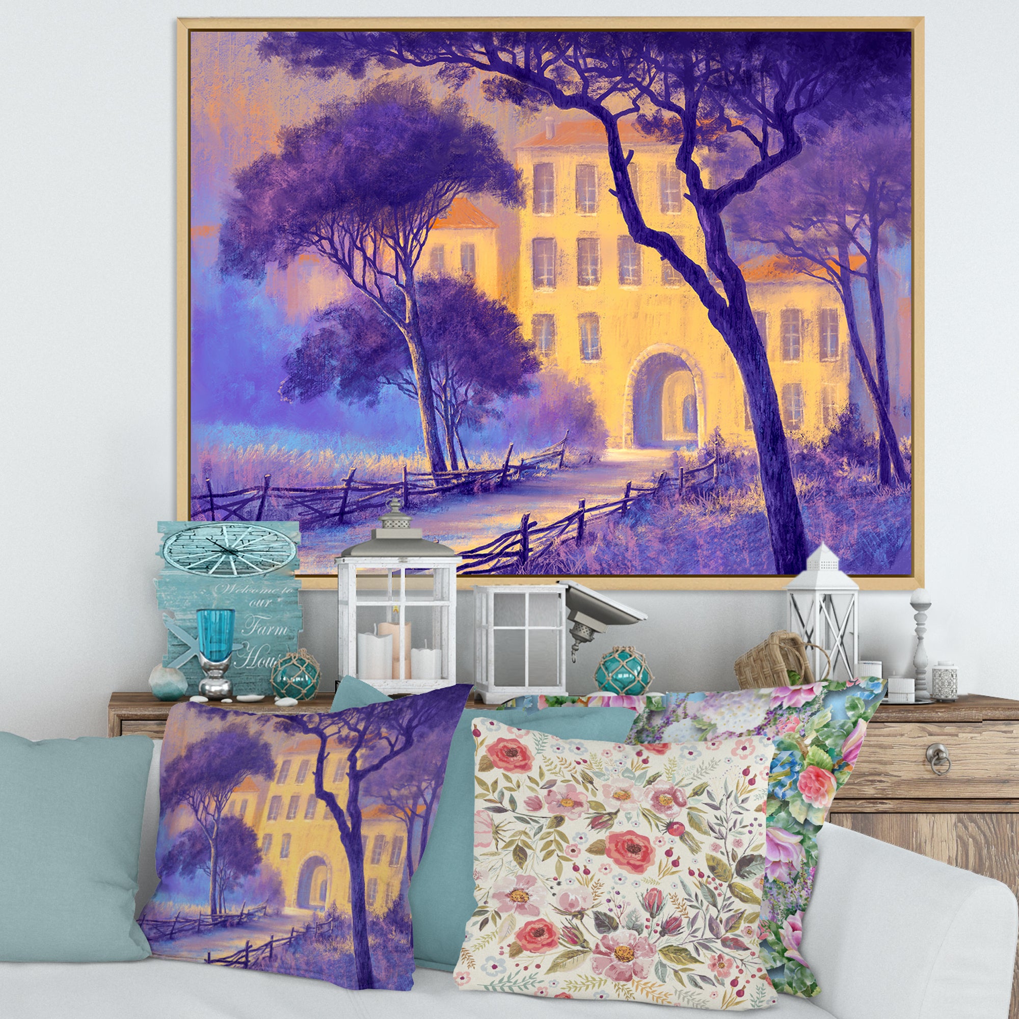 Street Landscape On Footpath & Trees In A City