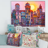 Street Scene In Old Town With Colorful Buildings