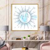 Blue Crescent Moon With Moonstone Pendants & Stars