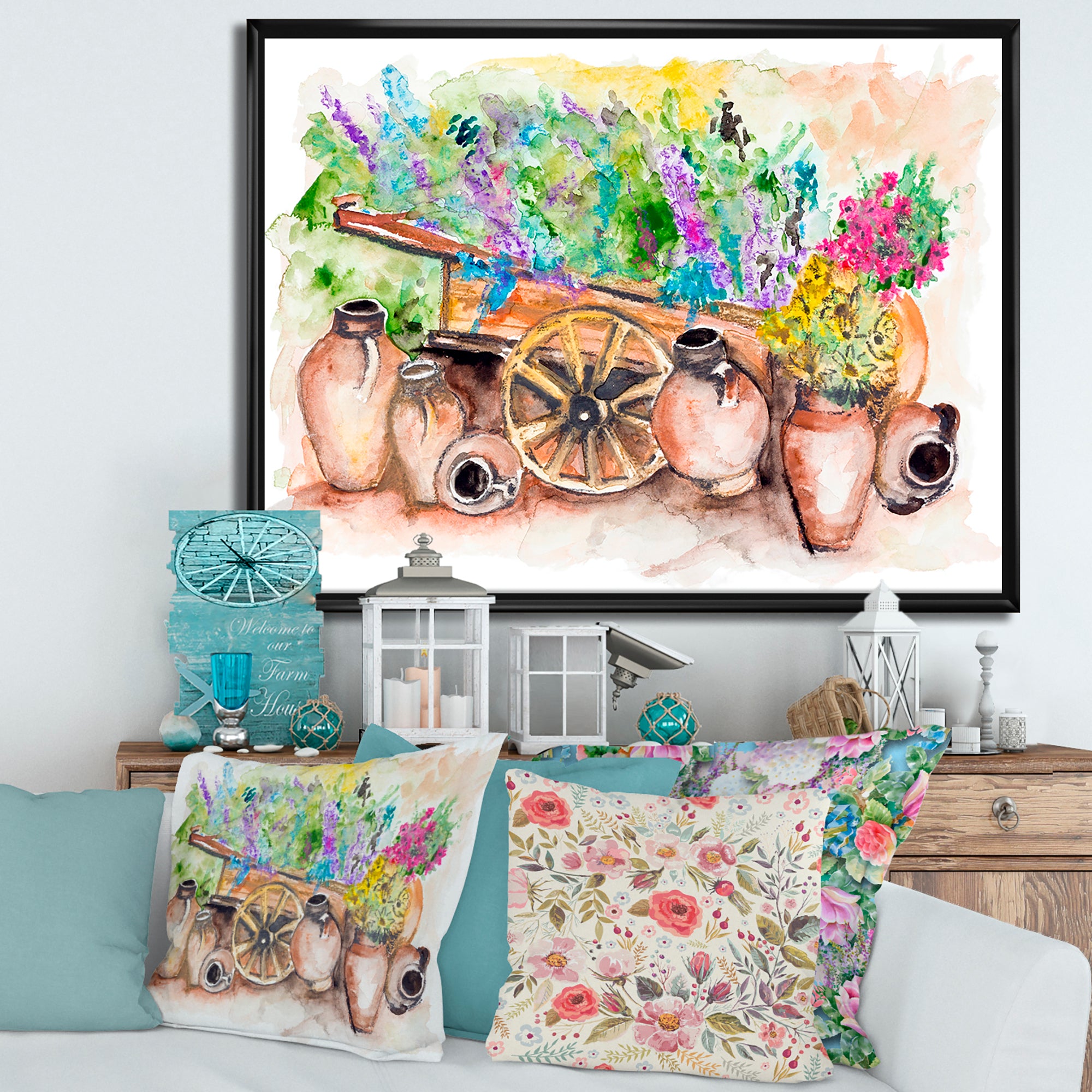 Lavender Flowers On Ancient Cart