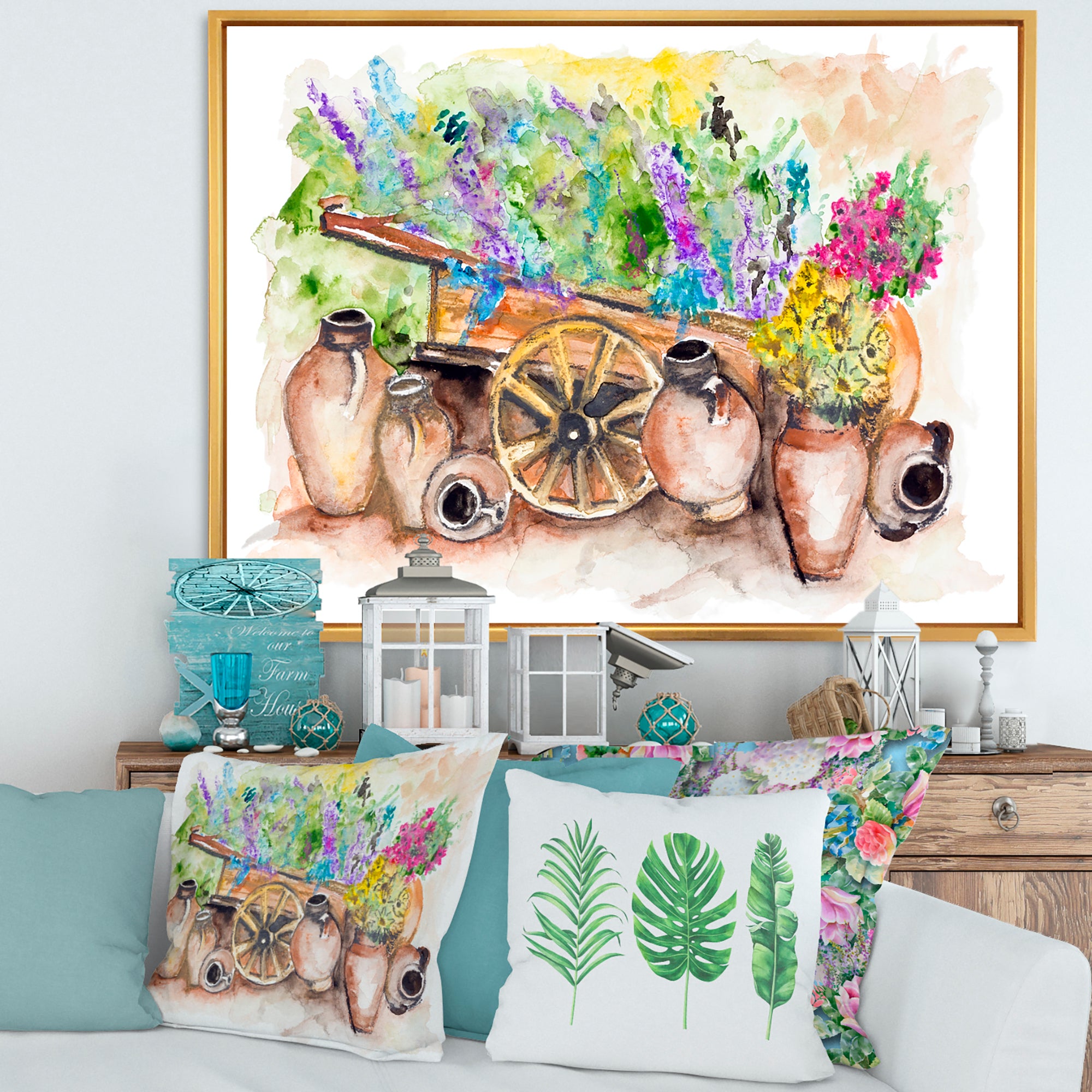 Lavender Flowers On Ancient Cart