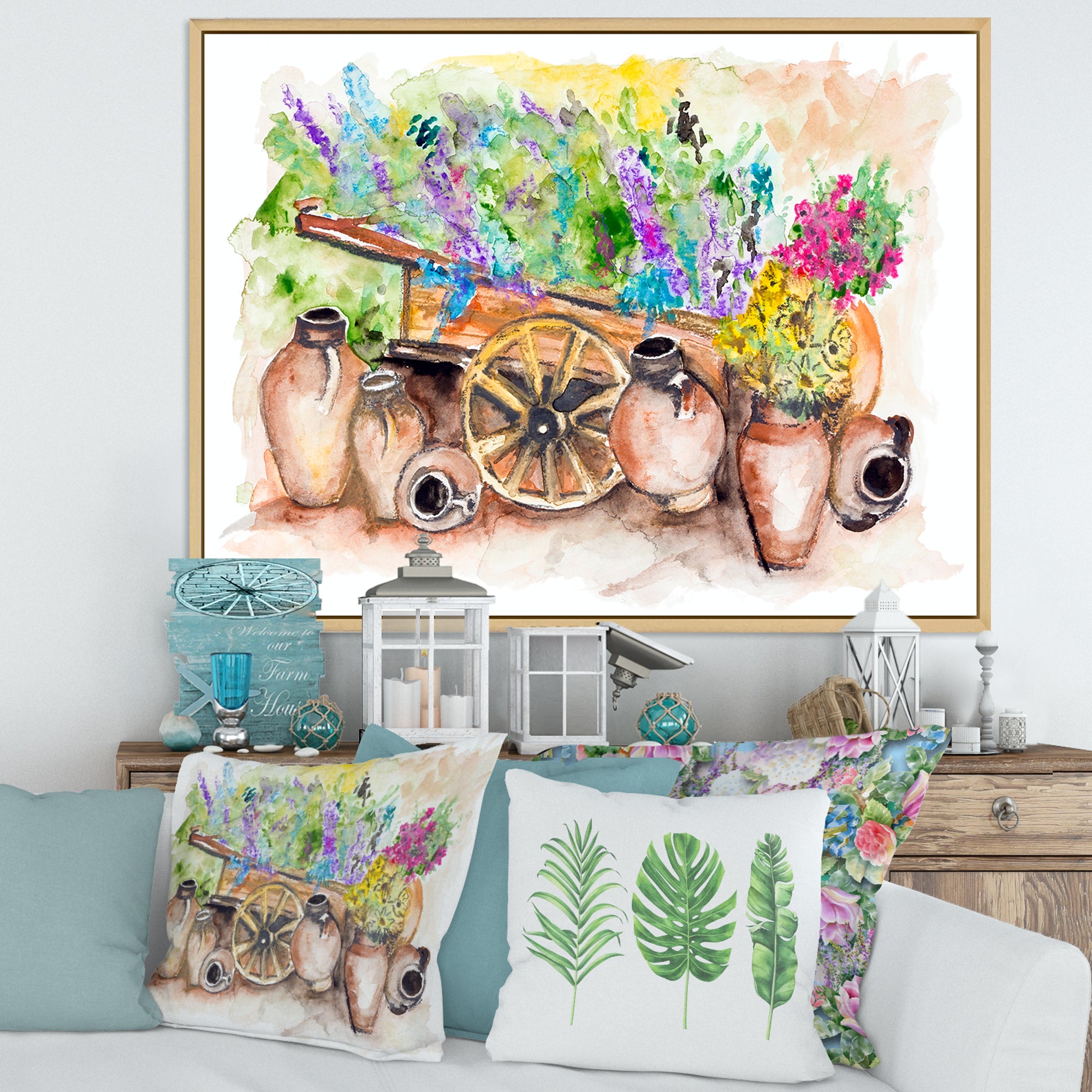 Lavender Flowers On Ancient Cart