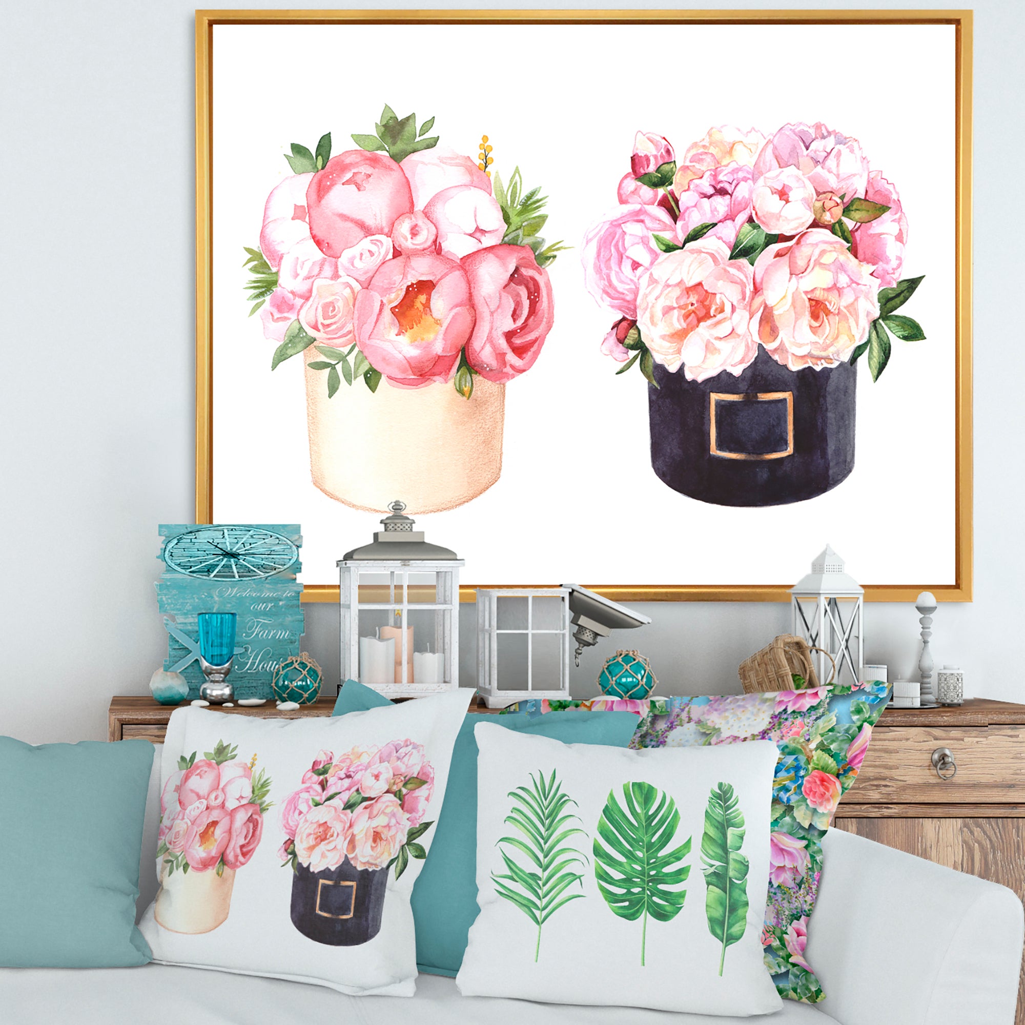 Flower Box With Peonies and Rose