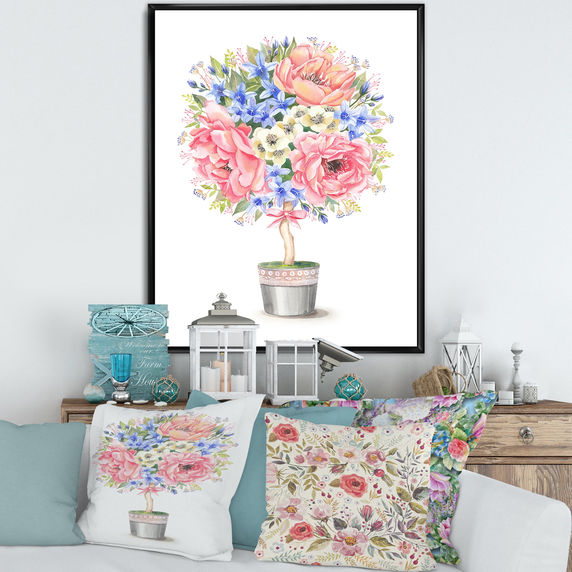 Flower Tree In A Pot With A Bow
