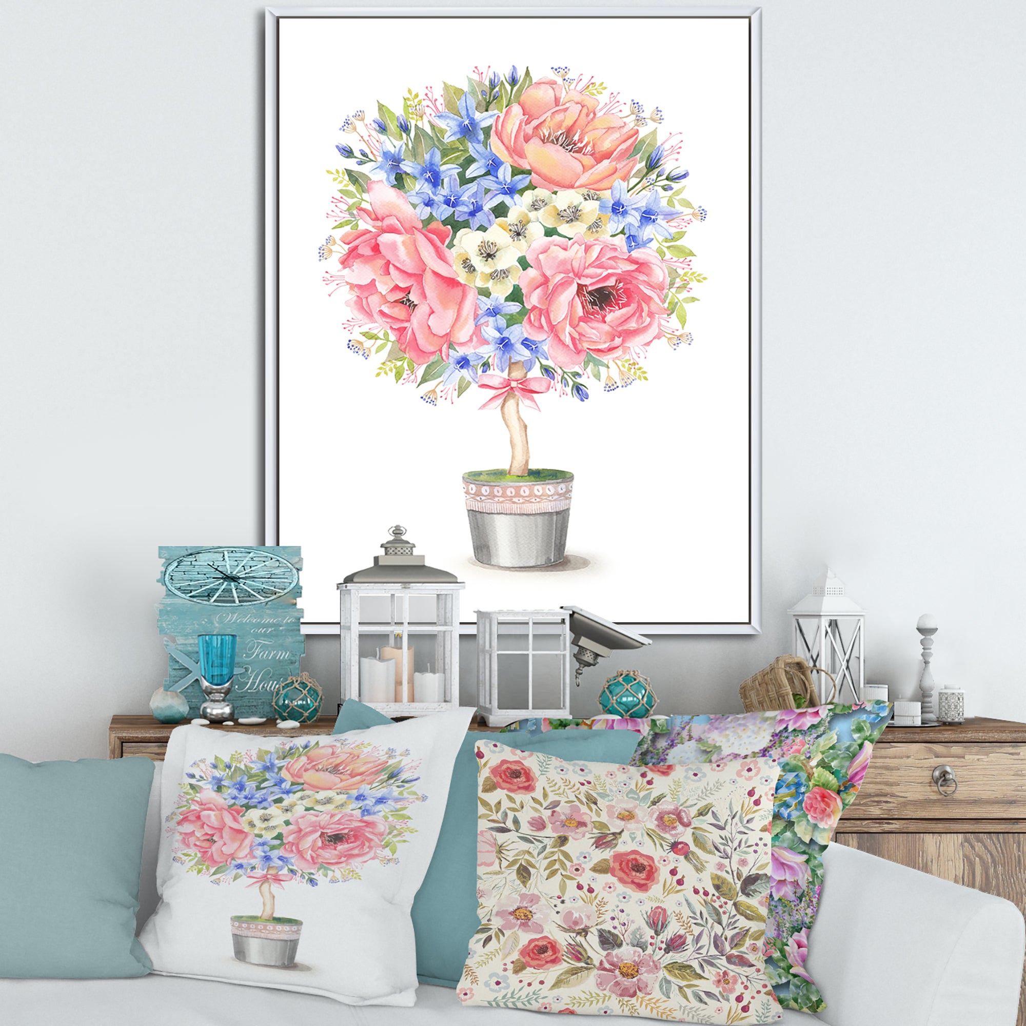 Flower Tree In A Pot With A Bow
