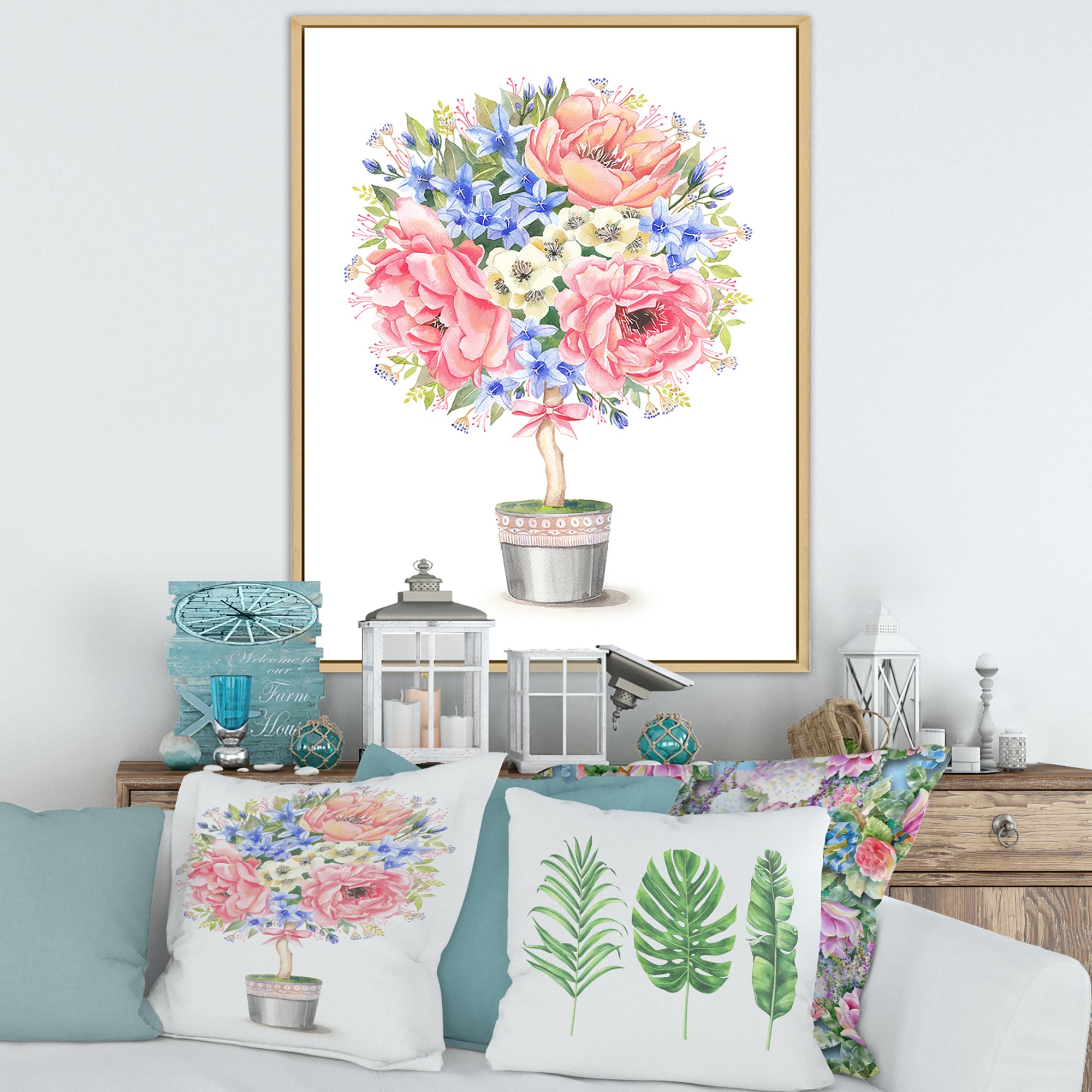 Flower Tree In A Pot With A Bow
