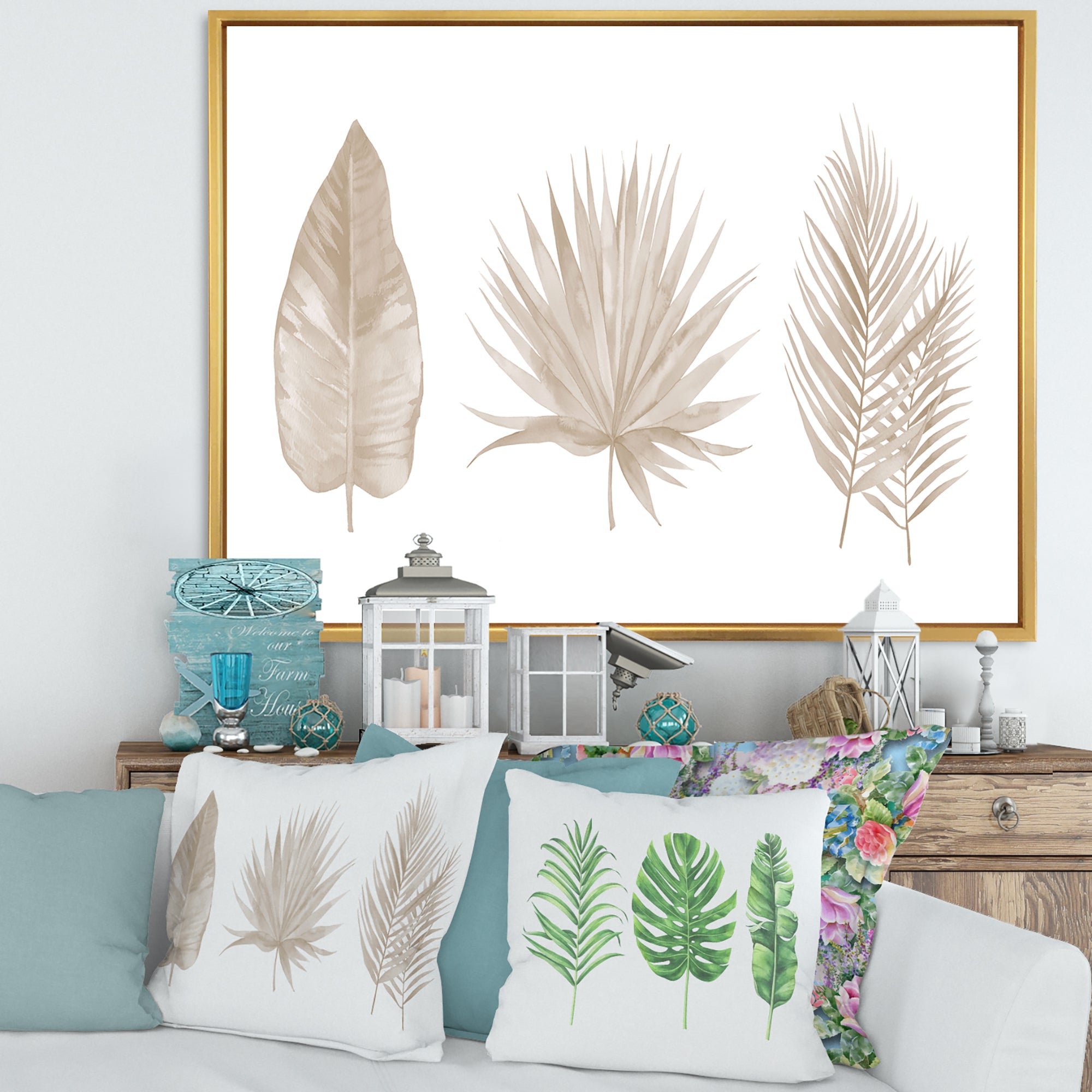 Tropical Beiges Leaves