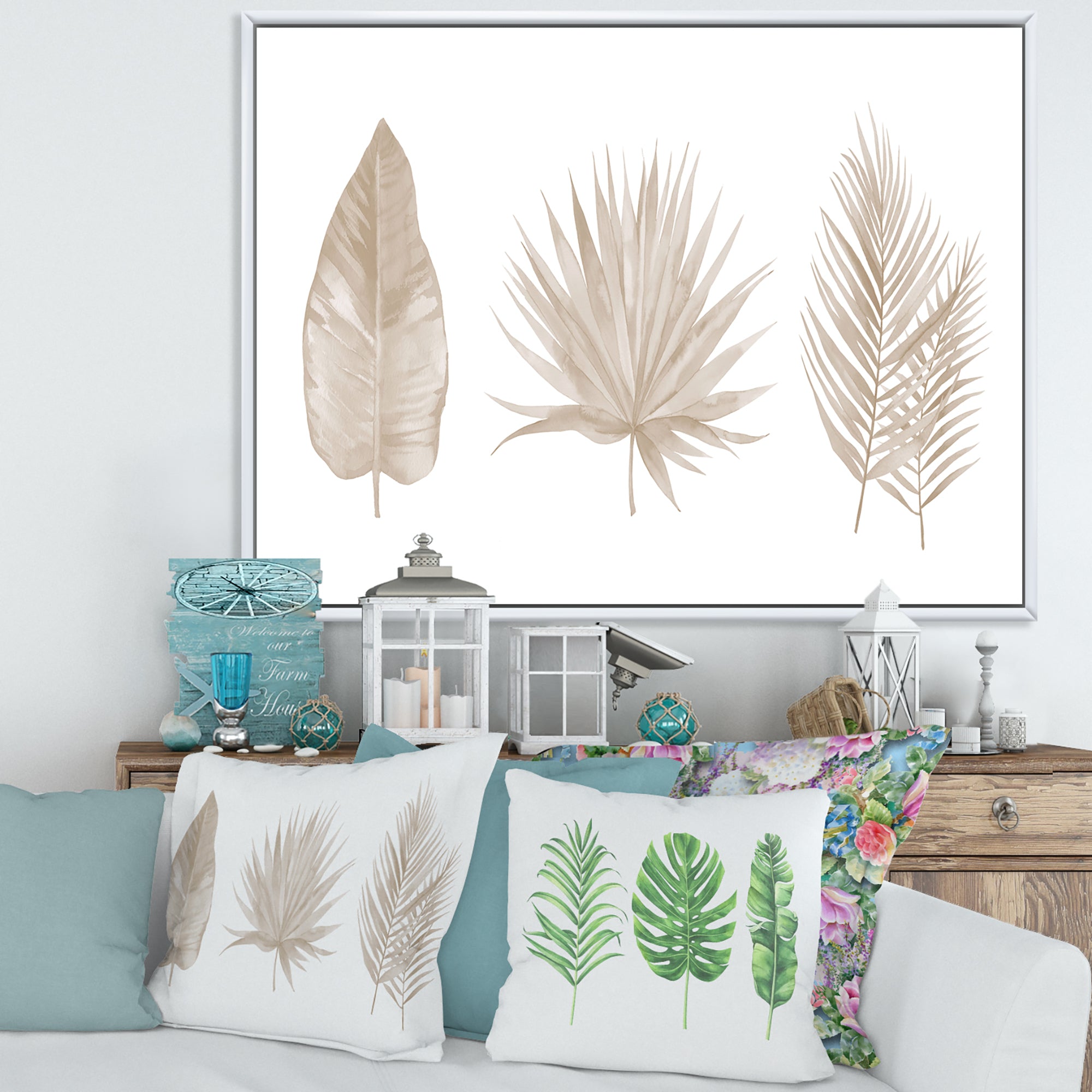 Tropical Beiges Leaves