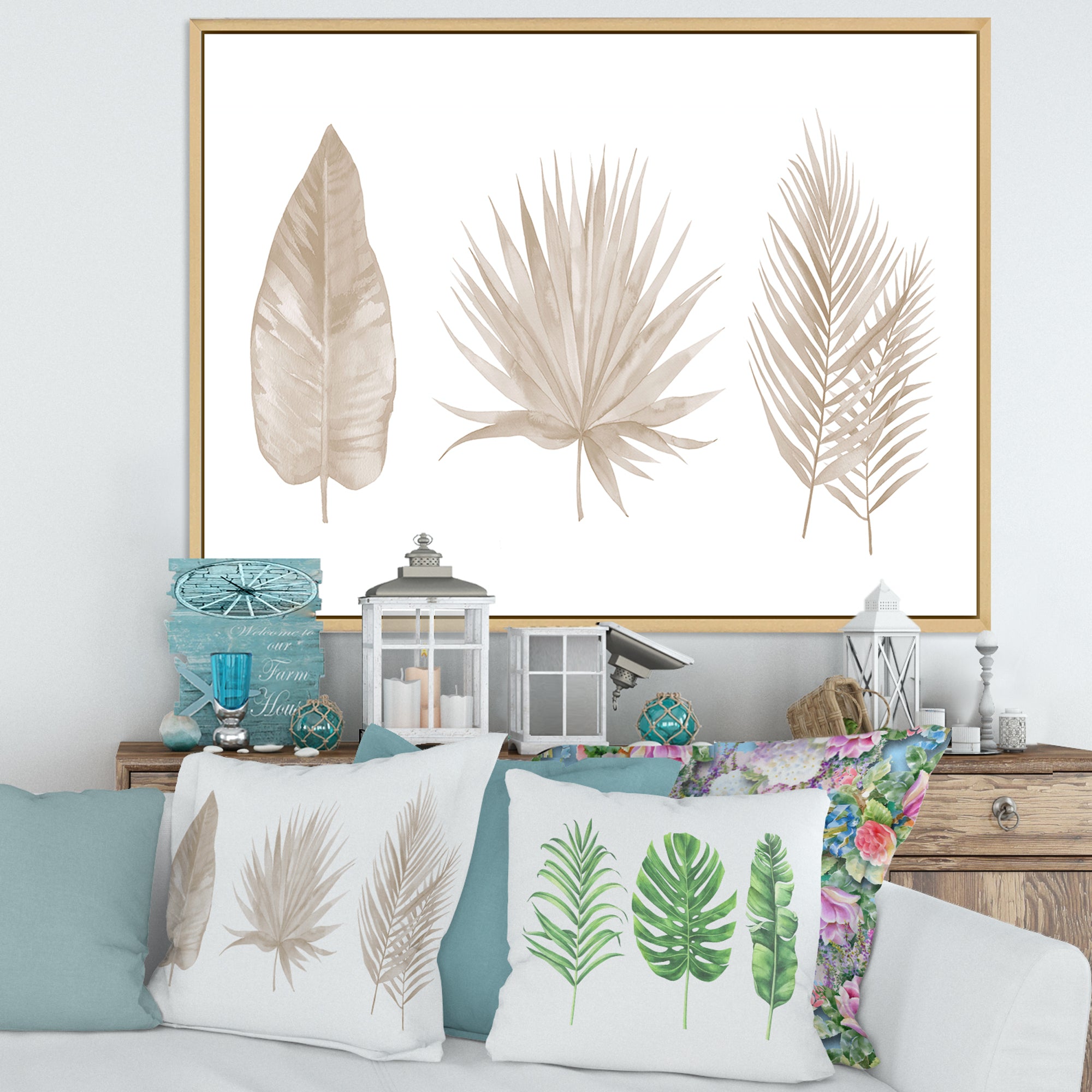 Tropical Beiges Leaves