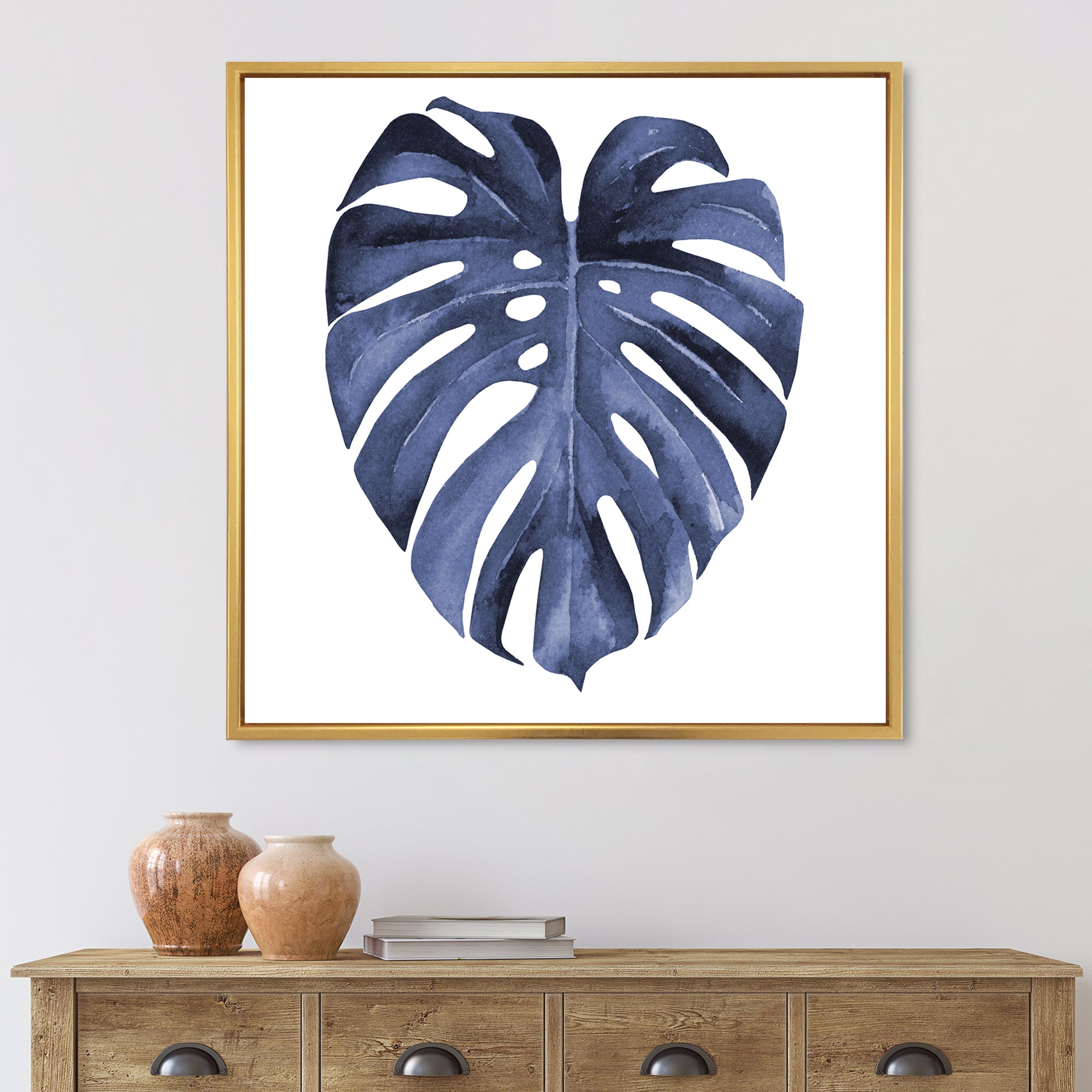 Tropical Blue Watercolour Leaves III