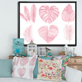 Tropical Pink Watercolour Leaves I