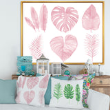 Tropical Pink Watercolour Leaves I