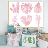 Tropical Pink Watercolour Leaves I