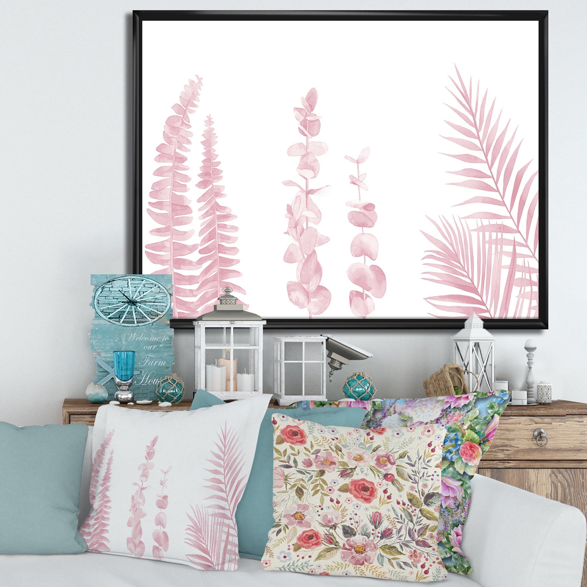 Blush Pinkeucalyptus and Palm Branches