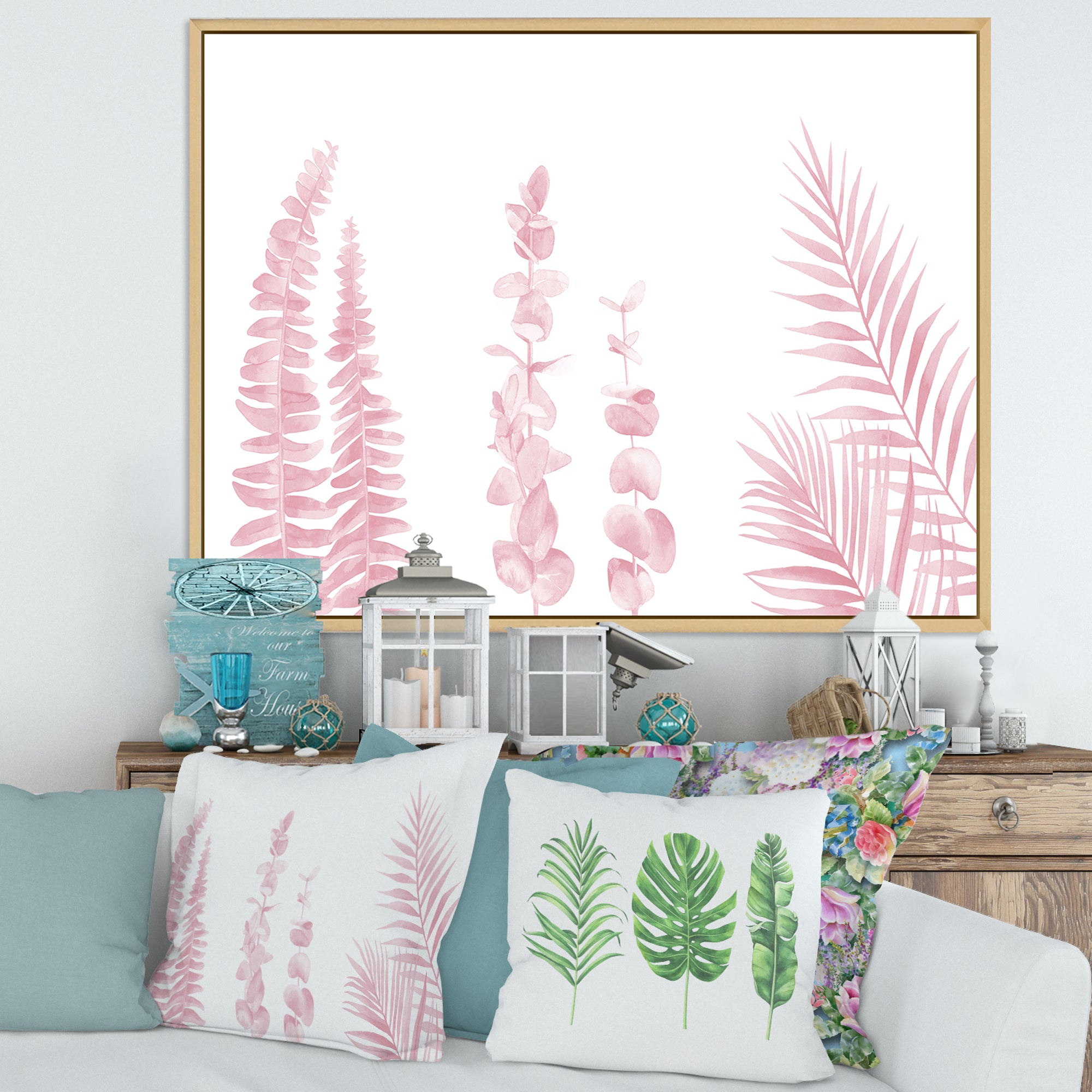 Blush Pinkeucalyptus and Palm Branches