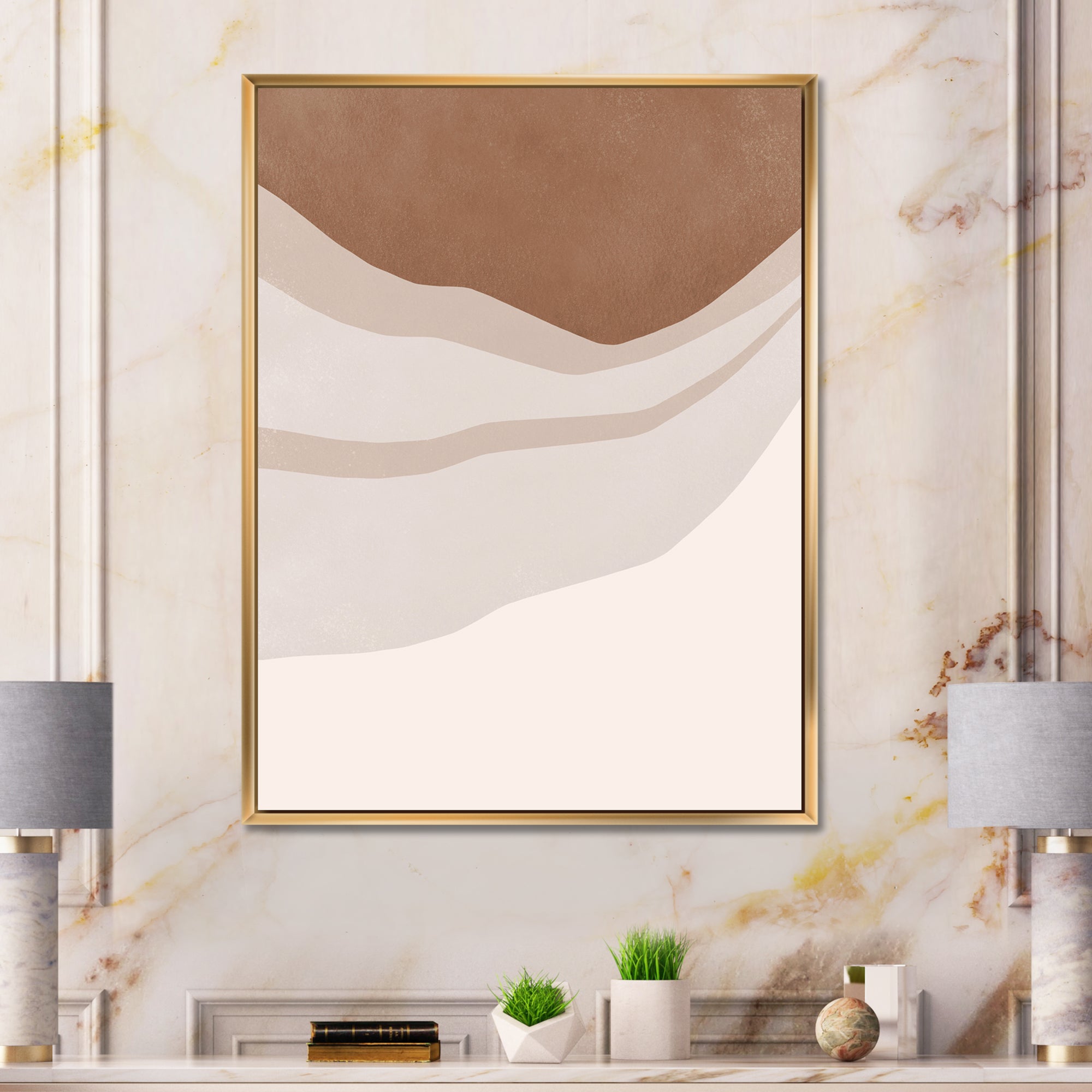 Terracotta and Ivory Shapes with Scuff Effect