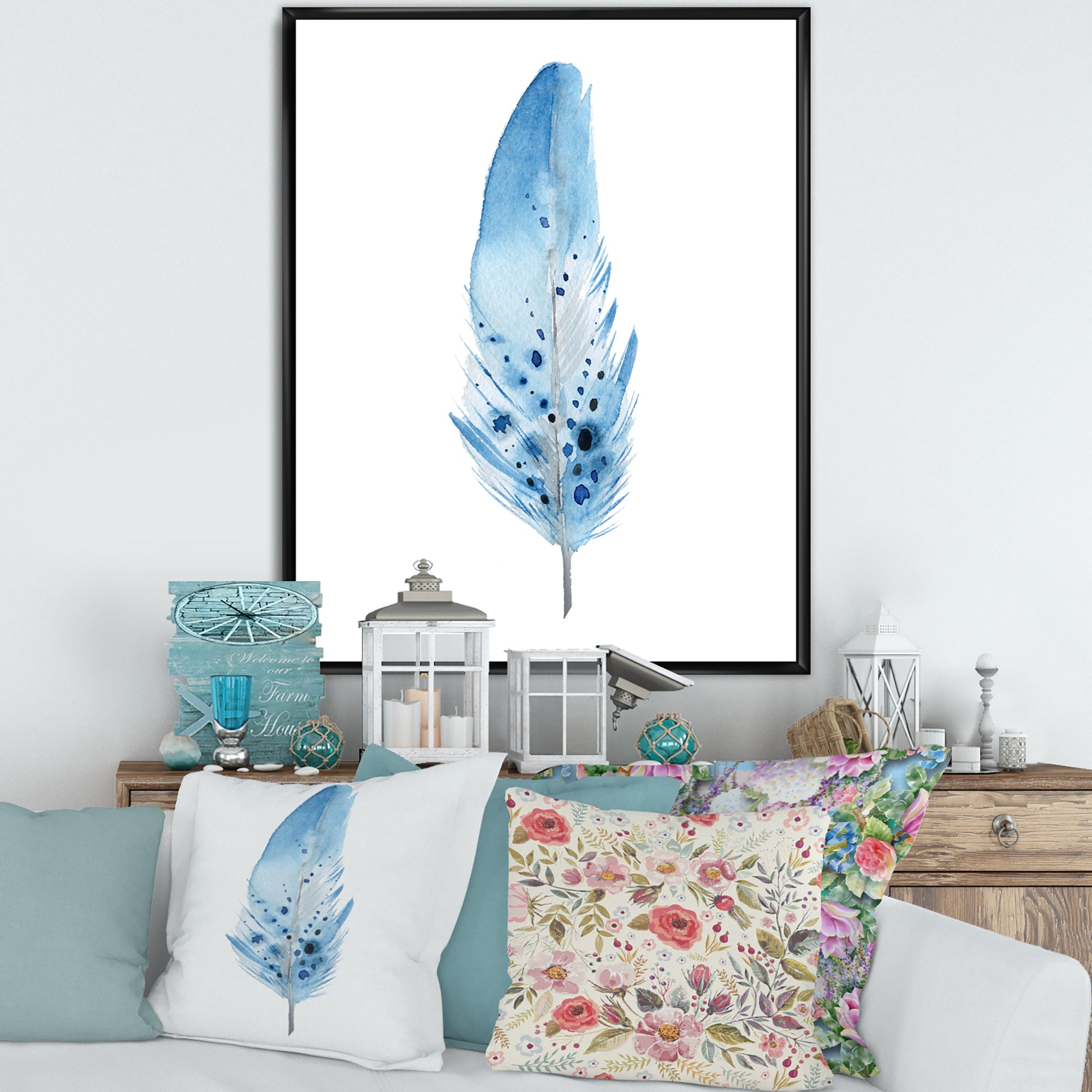 Blue Boho Feathers