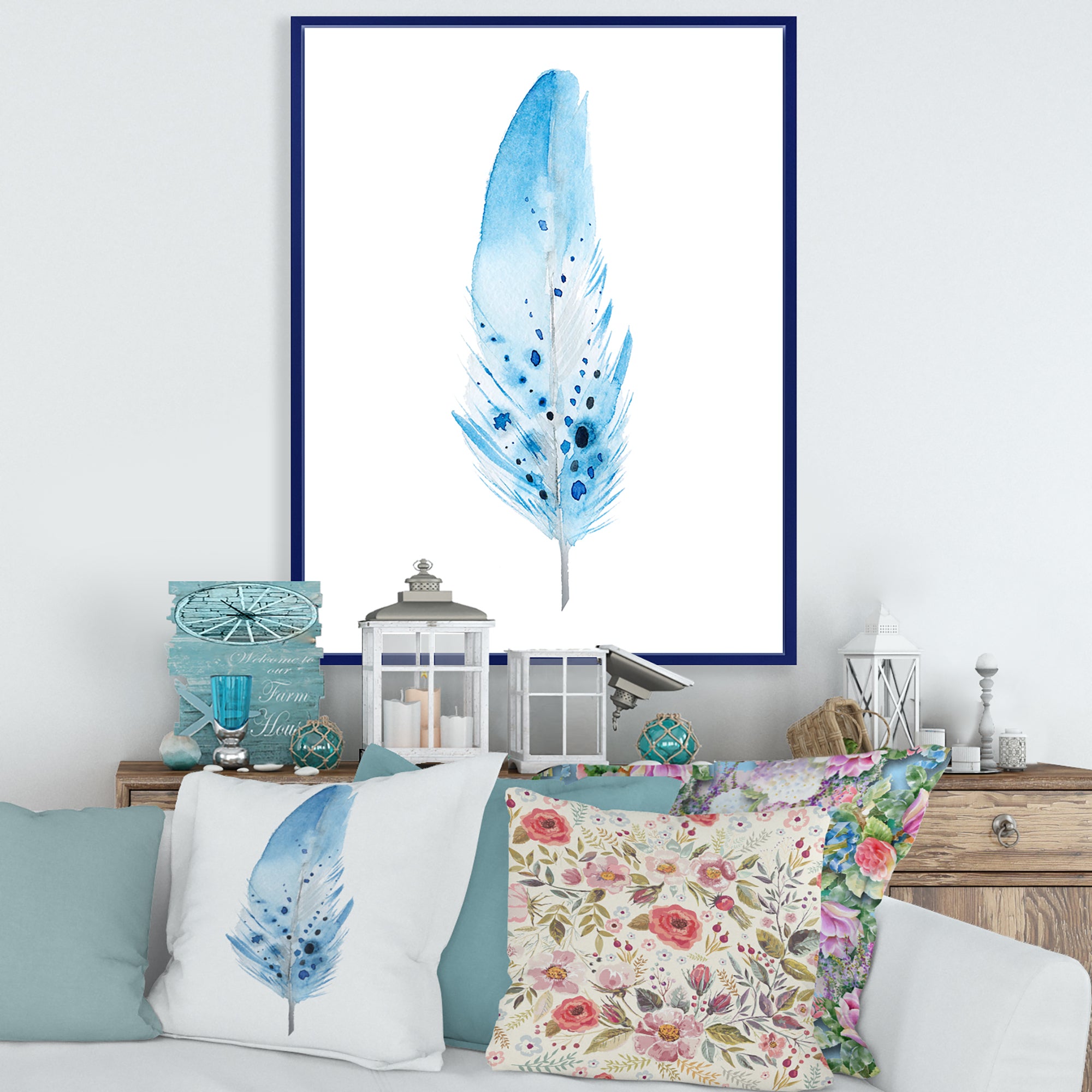 Blue Boho Feathers