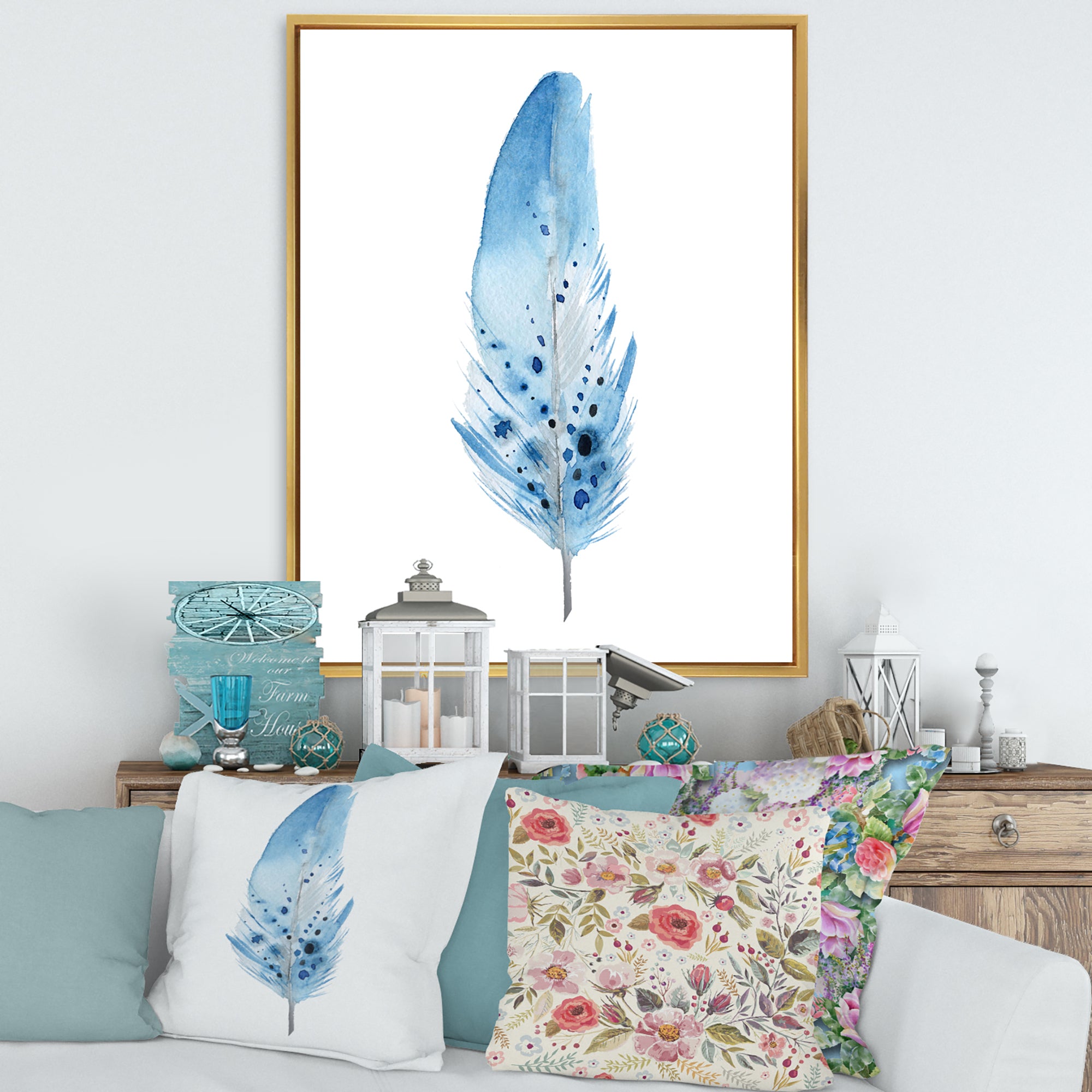 Blue Boho Feathers