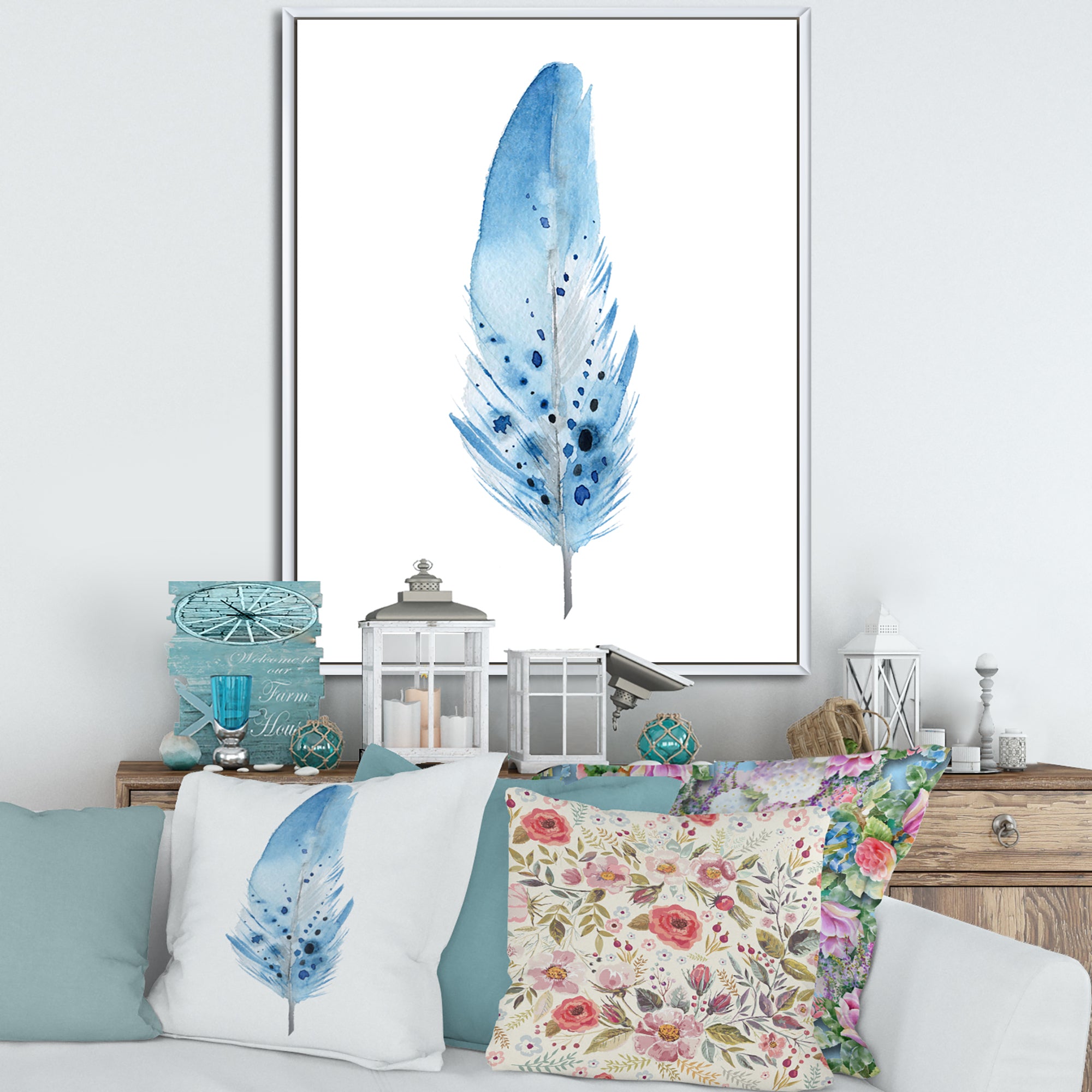 Blue Boho Feathers