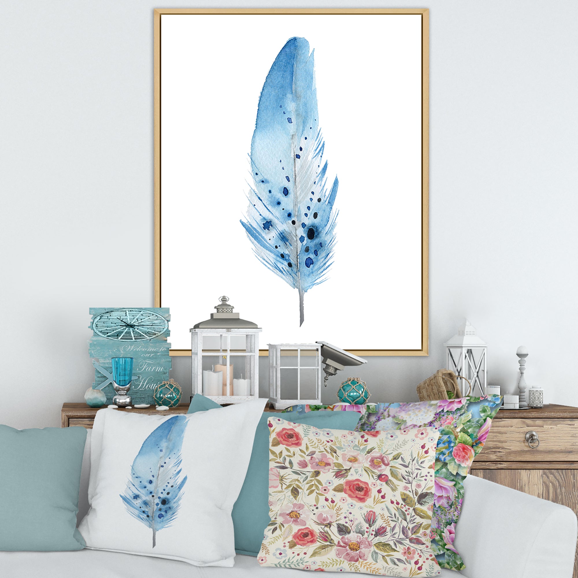 Blue Boho Feathers