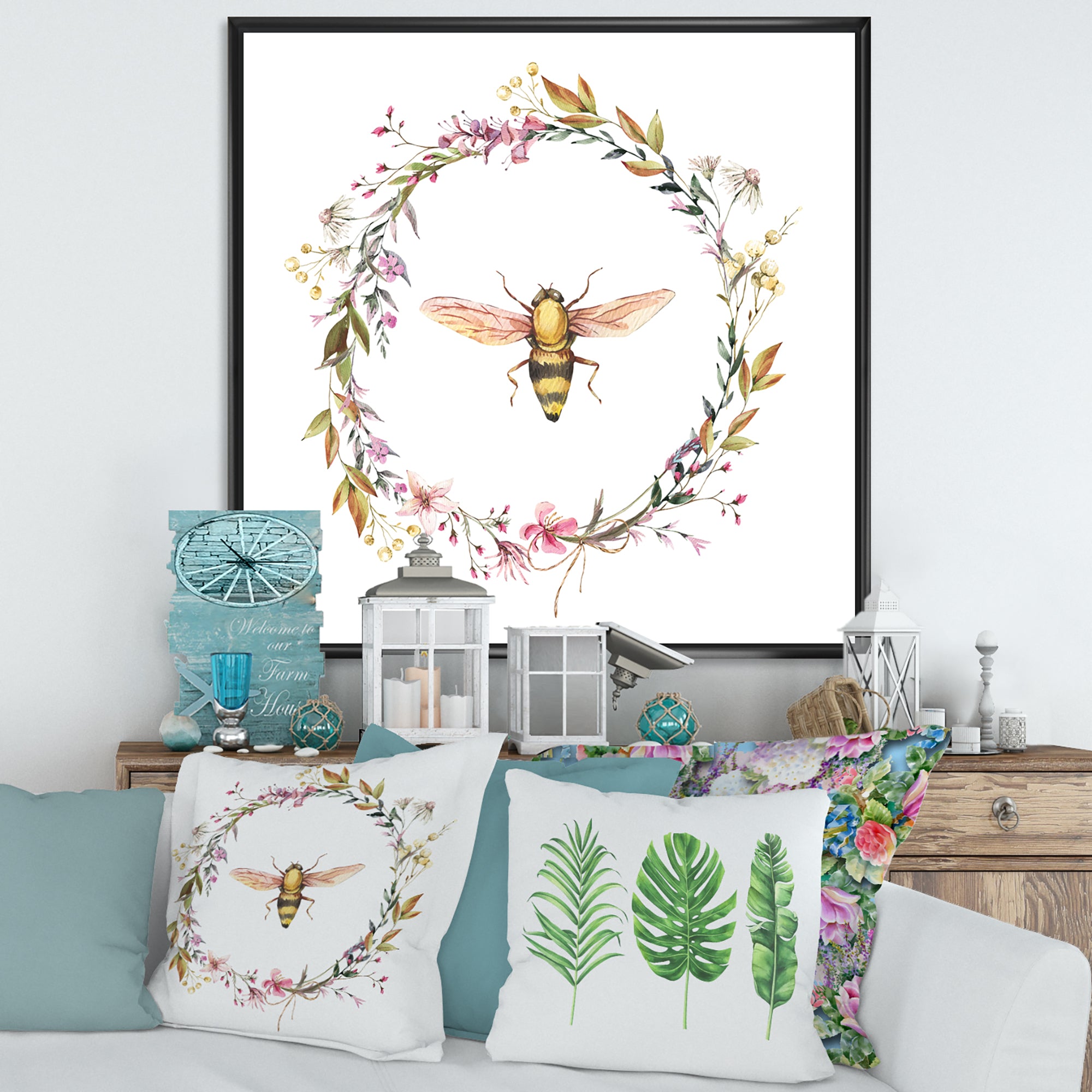 Bee In Wildflowers Wreath