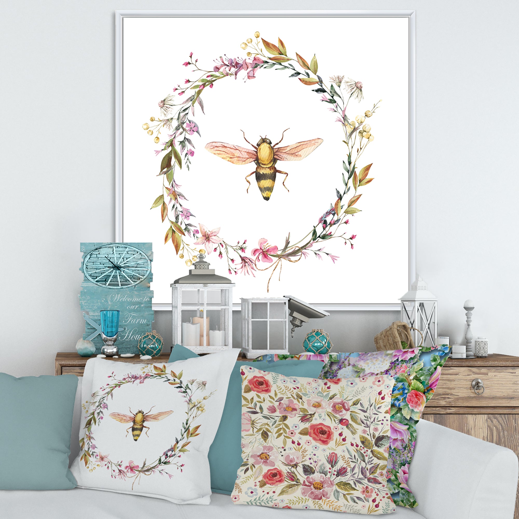Bee In Wildflowers Wreath