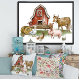 Farm House With Goose Chicken Cow Pig and Haystack