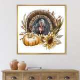 Thanksgiving Vintage Turkey Sunflowers and Pumpkin
