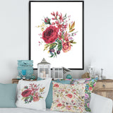 Vintage Burgundy Rose and Wildflowers