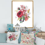 Vintage Burgundy Rose and Wildflowers