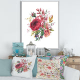 Vintage Burgundy Rose and Wildflowers