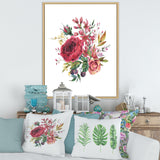 Vintage Burgundy Rose and Wildflowers