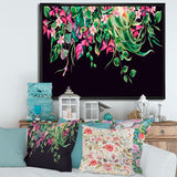Floral Tropical Leaves Om Black