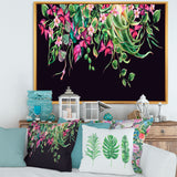 Floral Tropical Leaves Om Black