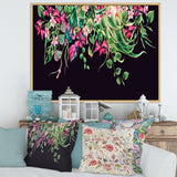 Floral Tropical Leaves Om Black
