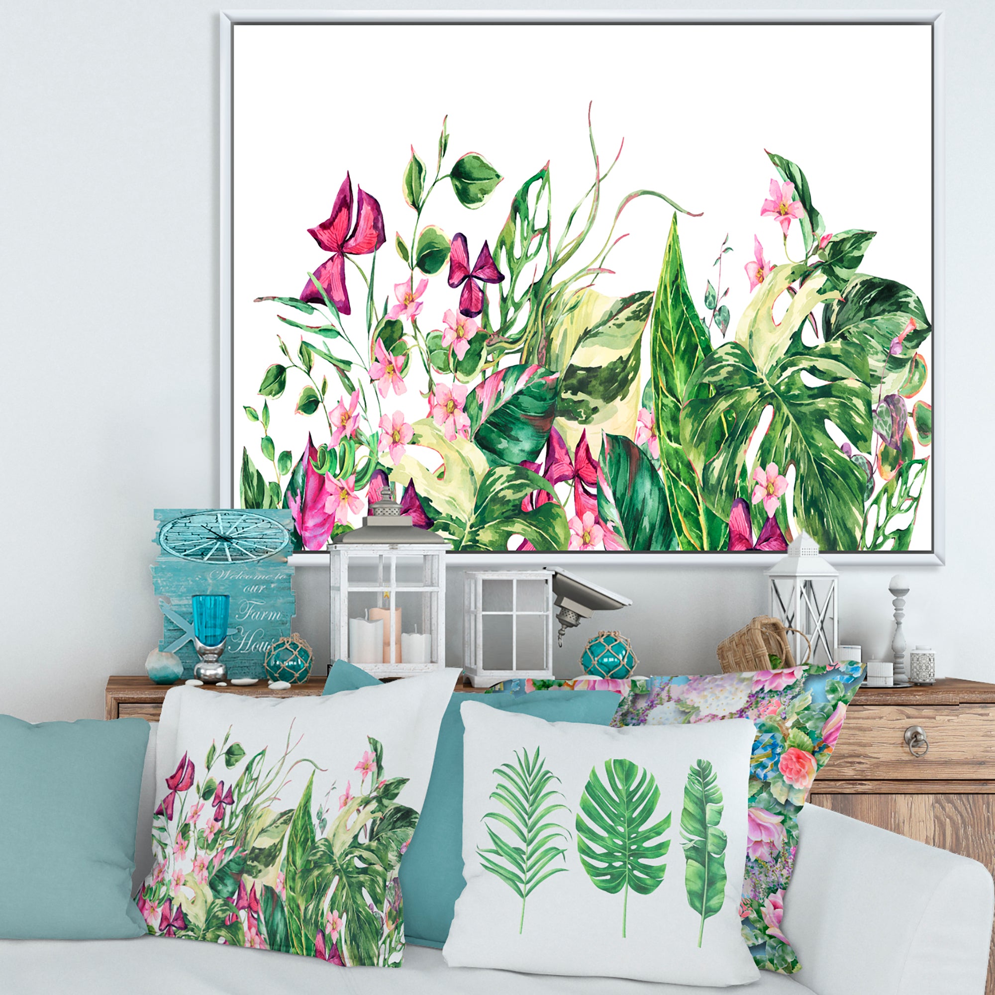 Vintage Floral Tropical Leaves I