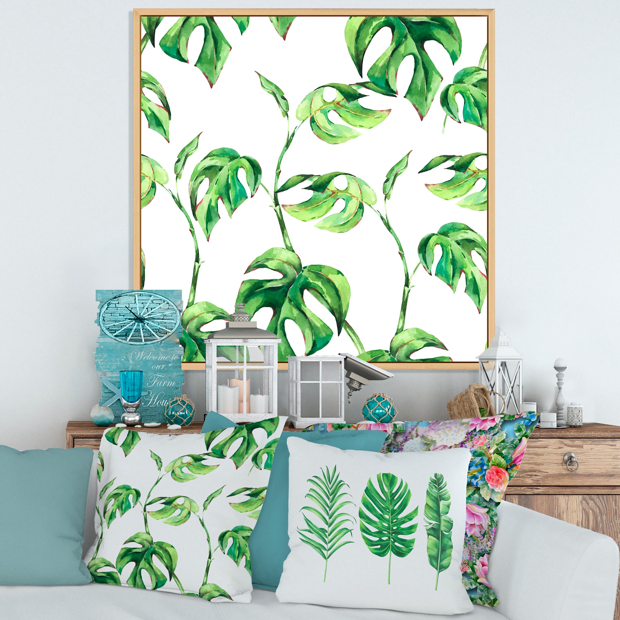 Vintage Floral Tropical Leaves II