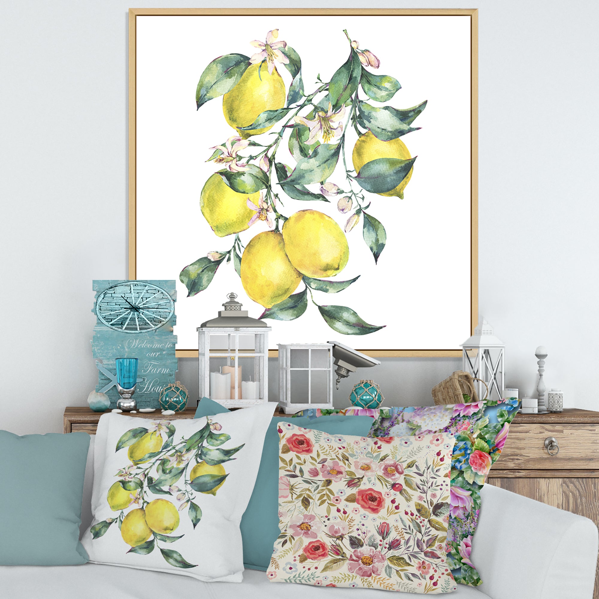 Branch of Yellow Lemons and Leaves I