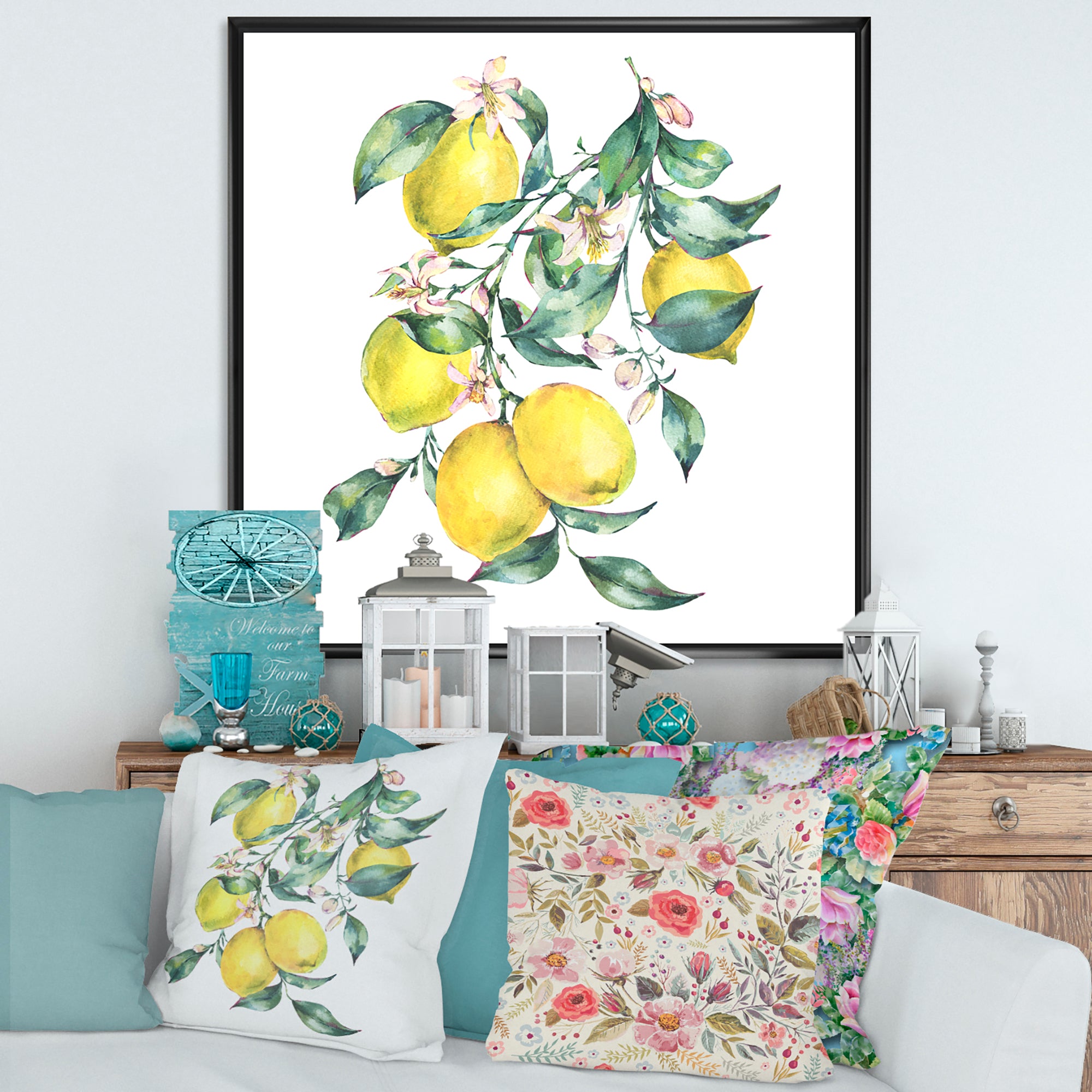 Branch of Yellow Lemons and Leaves I