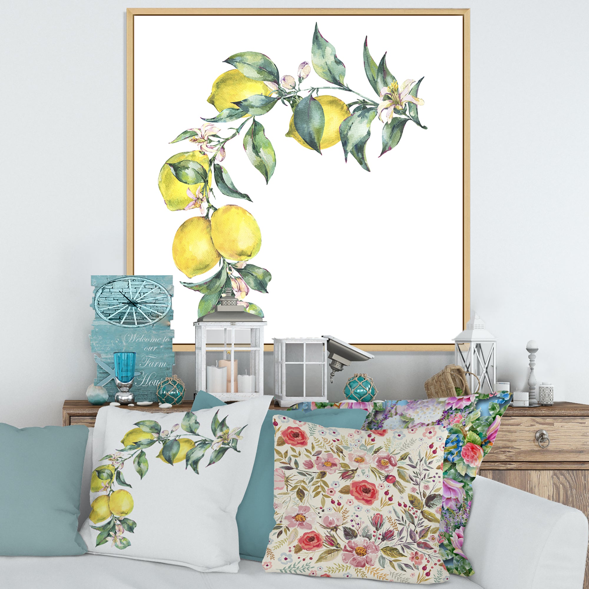 Branch of Yellow Lemons and Leaves II