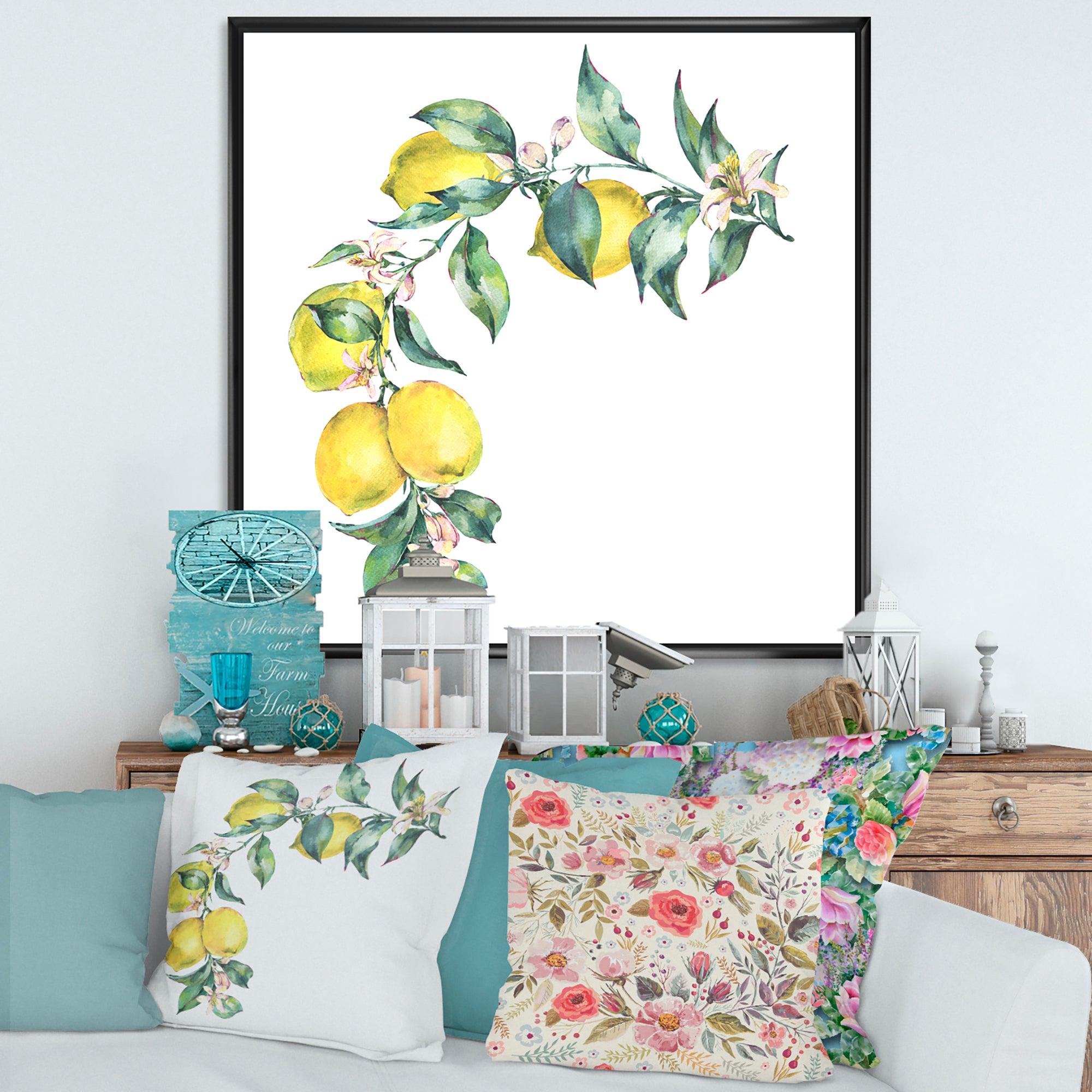 Branch of Yellow Lemons and Leaves II