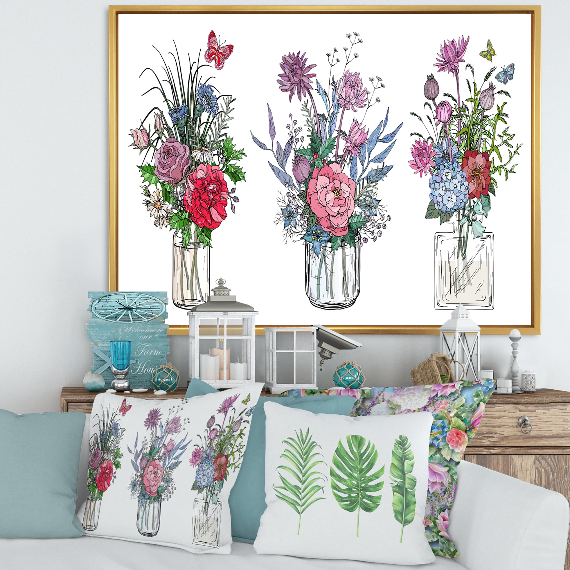 Bouquets of Wildflowers In Transparent Vases I