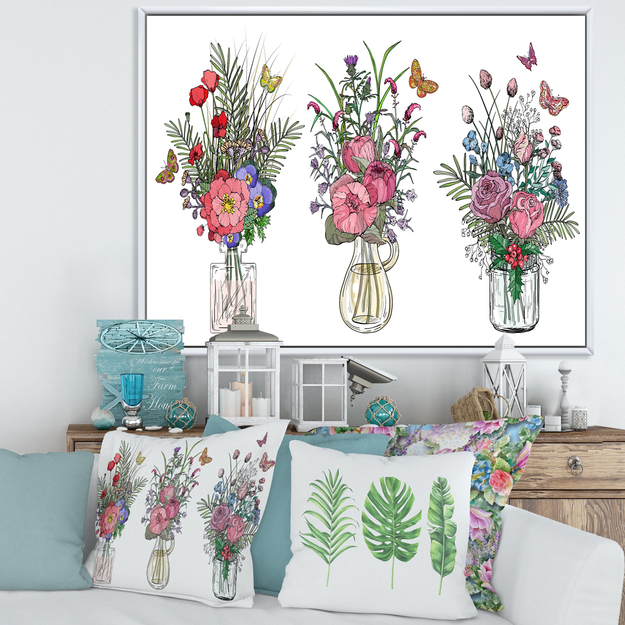 Bouquets Of Wildflowers In Transparent Vases II