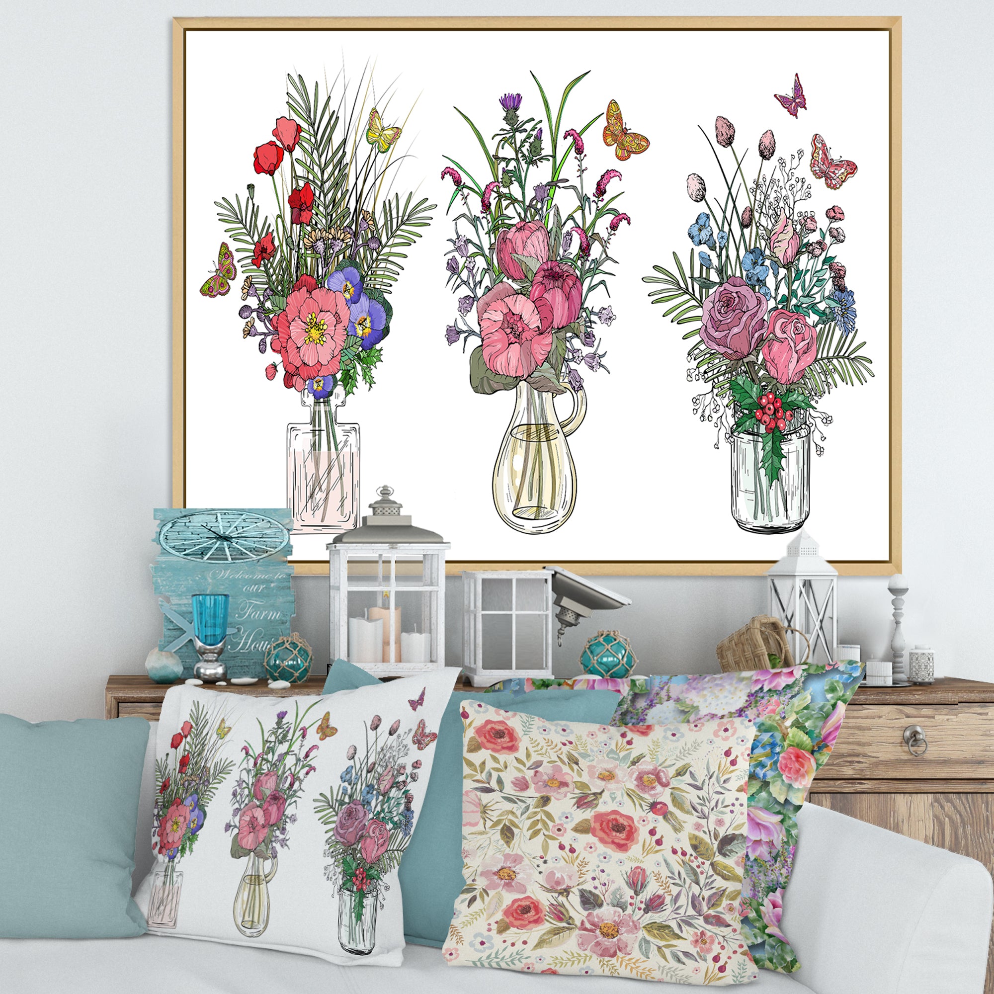 Bouquets Of Wildflowers In Transparent Vases II