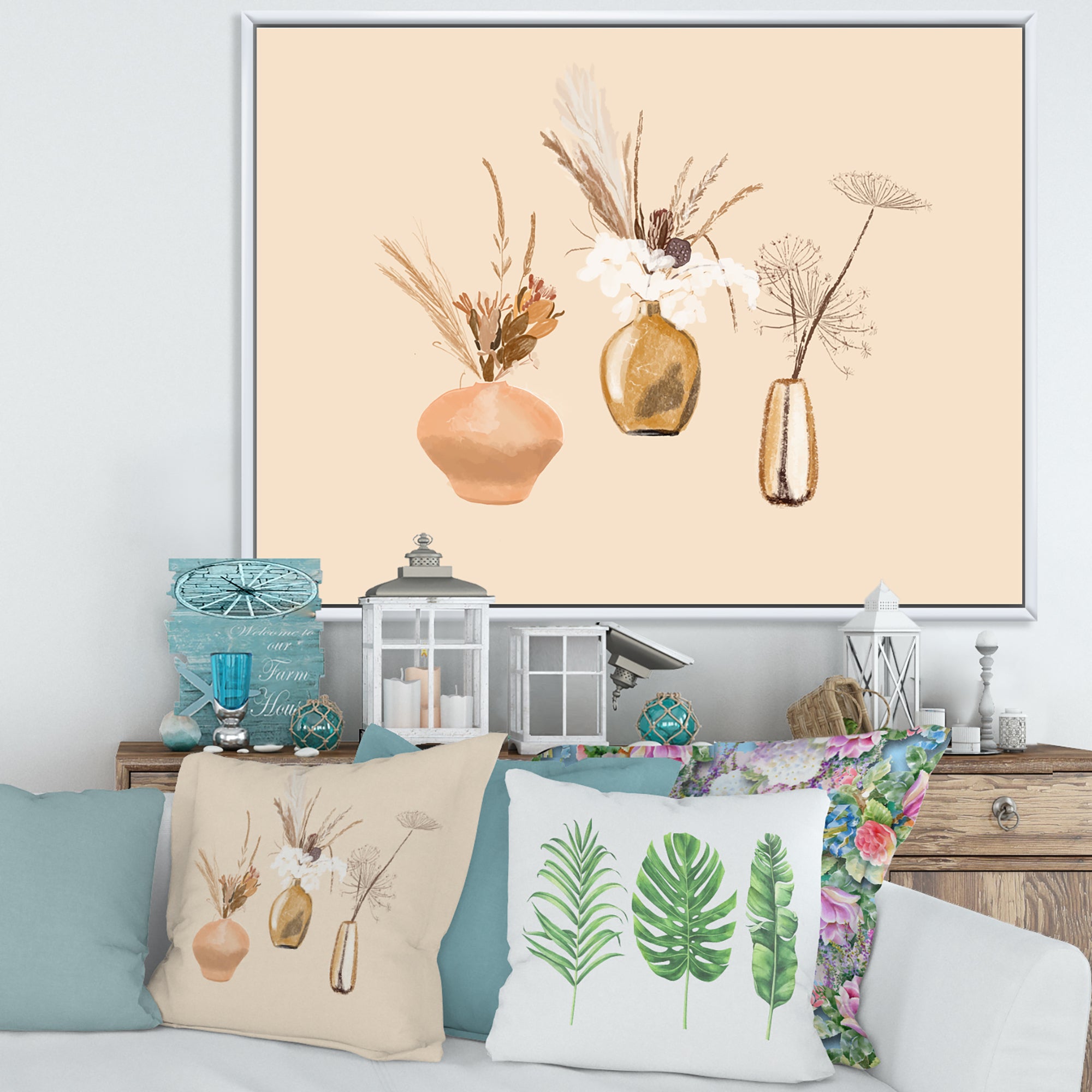 Bouquets Of Wildflowers In Gold Vases I