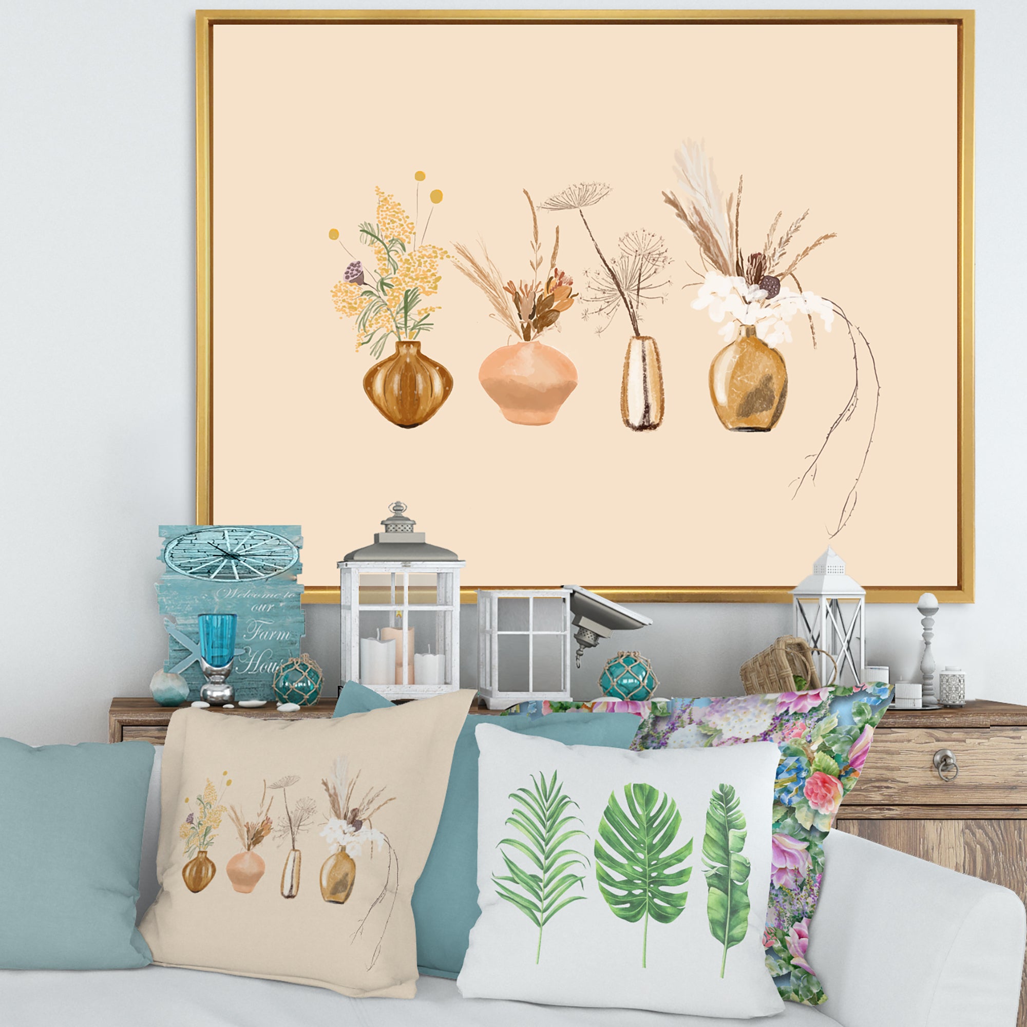 Bouquets Of Wildflowers In Gold Vases II