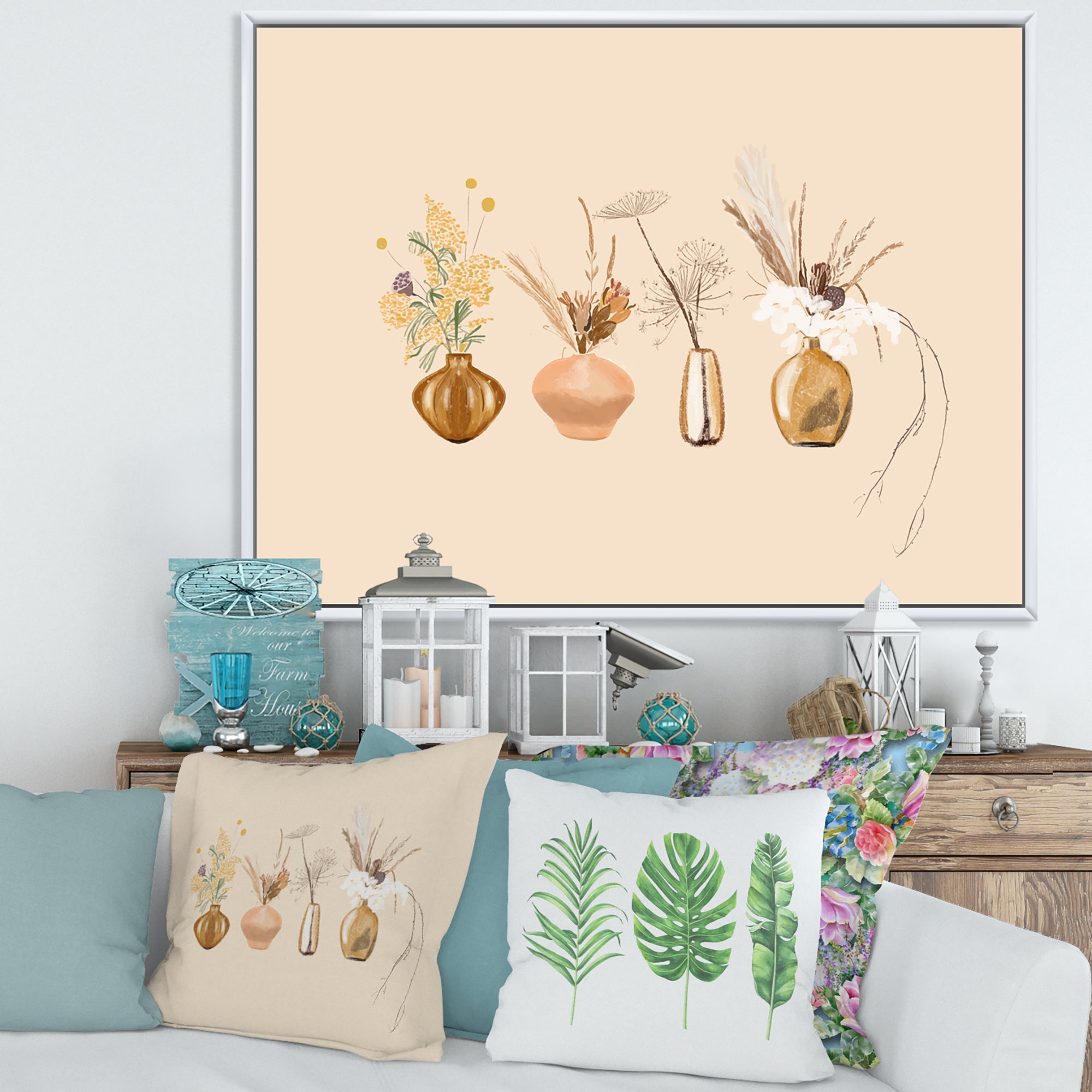 Bouquets Of Wildflowers In Gold Vases II