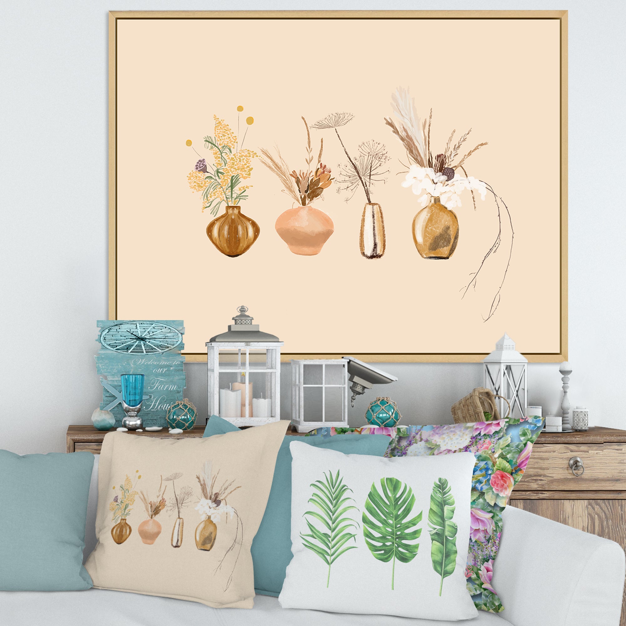 Bouquets Of Wildflowers In Gold Vases II