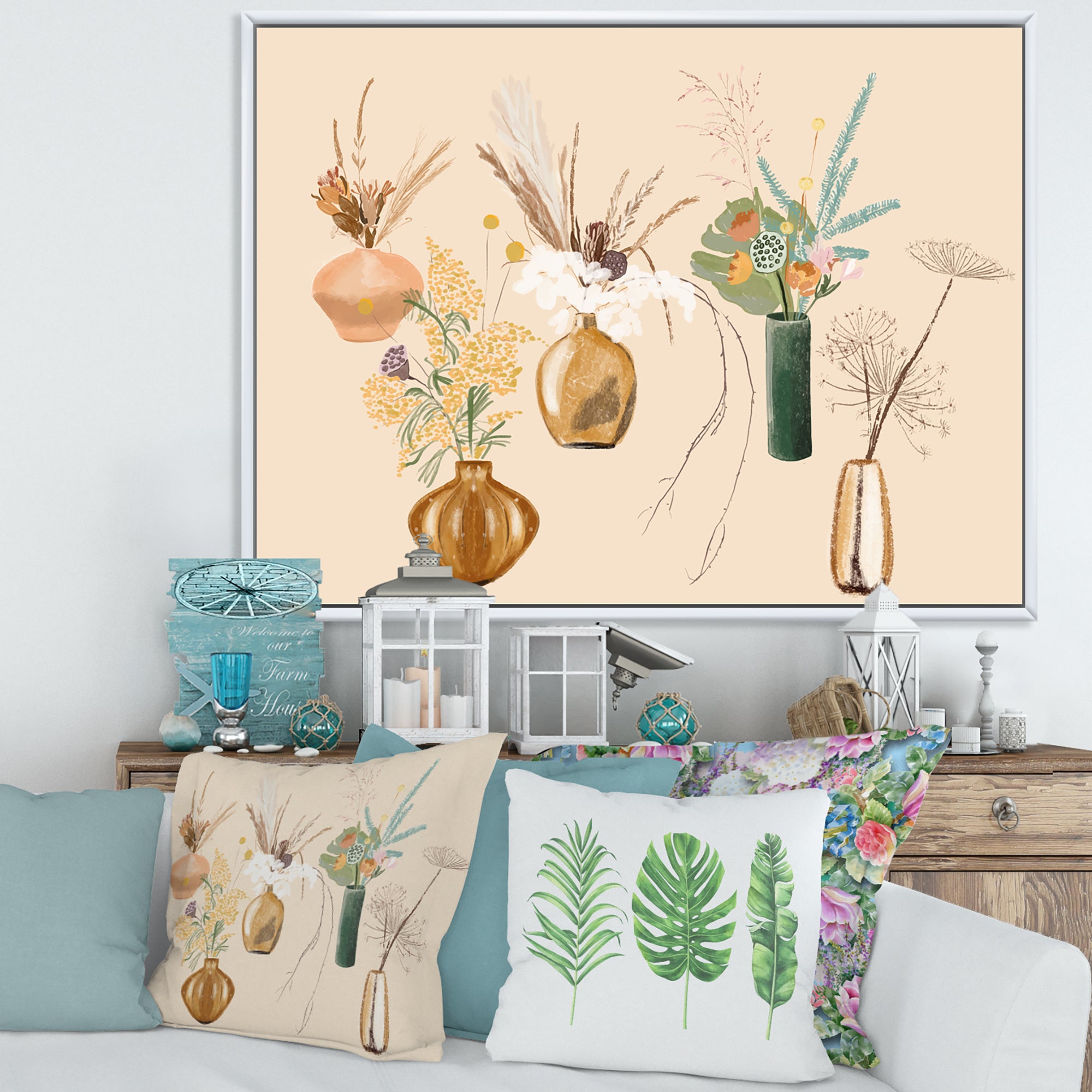 Bouquets Of Wildflowers In Gold Vases III